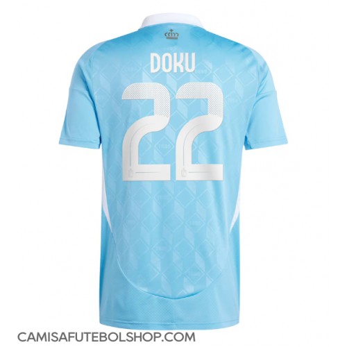 Camisa de time de futebol Bélgica Jeremy Doku #22 Replicas 2º Equipamento Europeu 2024 Manga Curta